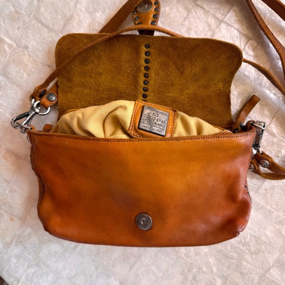 Campomaggi ARTEMISIA Pochette leather bag studded leaf crossbody shoulder purse - Picture 13 of 14